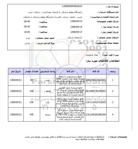 استعلام مواد شوینده