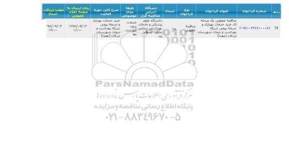 مناقصه,مناقصه خرید خدمات بهیاری، نسخه پیچی 