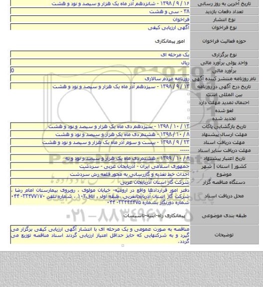 احداث خط تغذیه و گازرسانی به محور قلعه رش سردشت