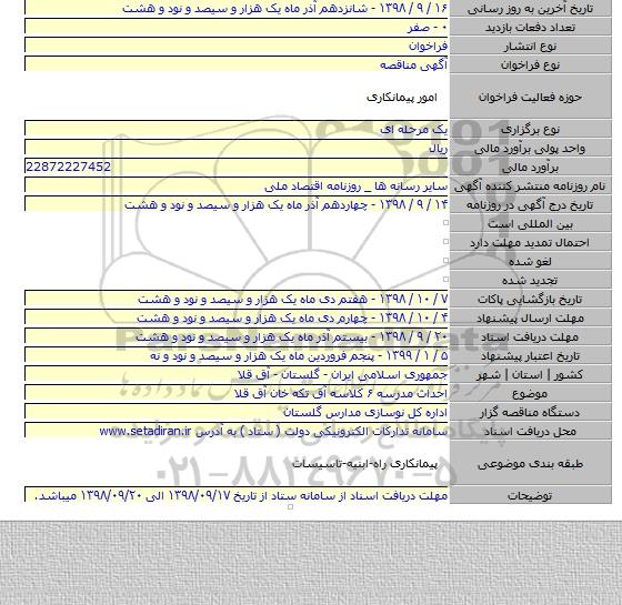 احداث مدرسه ۶ کلاسه آق تکه خان آق قلا