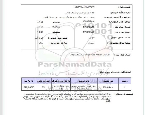 استعلام اقدامات اجتماع محور در مراکز سلامت روان 