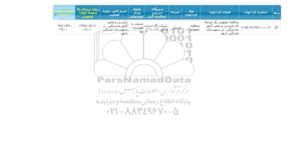 مناقصه, مناقصه بازرسی و پلمپ کنتور مشترکین در شهرستان