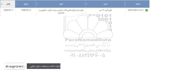 استعلام، استعلام لوازم یدکی گریدر 