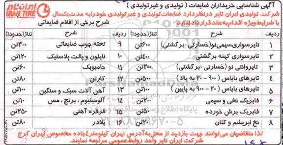 مزایده عمومی, مزایده ضایعات تولیدی و غیر تولیدی