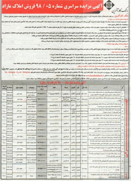 آگهی مزایده  مزایده فروش املاک مازاد کاربری مسکونی و تجاری