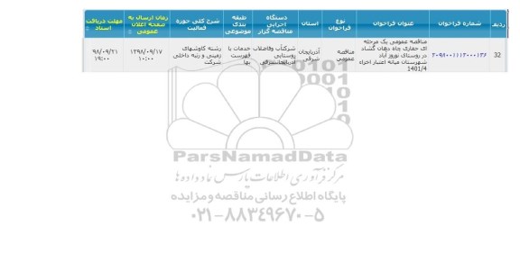 مناقصه عمومی، مناقصه حفاری چاه دهان گشاد در روستا