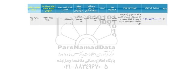 مناقصه, مناقصه بازسازی خسارات ناشی از سیل 