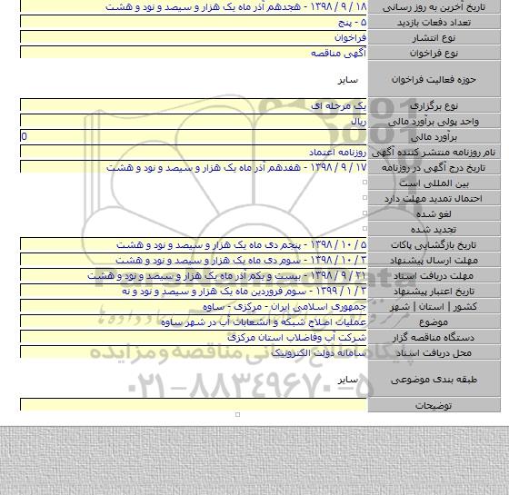 عملیات اصلاح شبکه و انشعابات آب در شهر ساوه