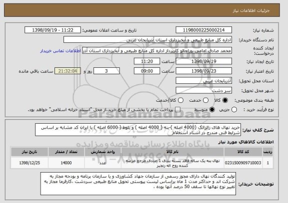 استعلام خرید نهال های زالزالک (4000 اصله )-بنه ( 4000 اصله ) و بلوط ( 6000 اصله ) با ایران کد مشابه بر اساس شرایط فنی مندرج در اسناد استعلام 