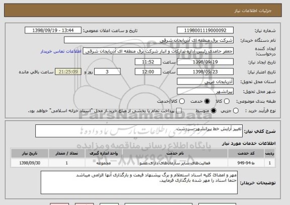 استعلام تغییر آرایش خط پیرانشهر-سردشت