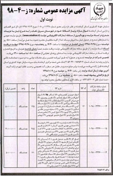 مزایده, مزایده فروش اموال مازاد بر نیاز اسقاط 