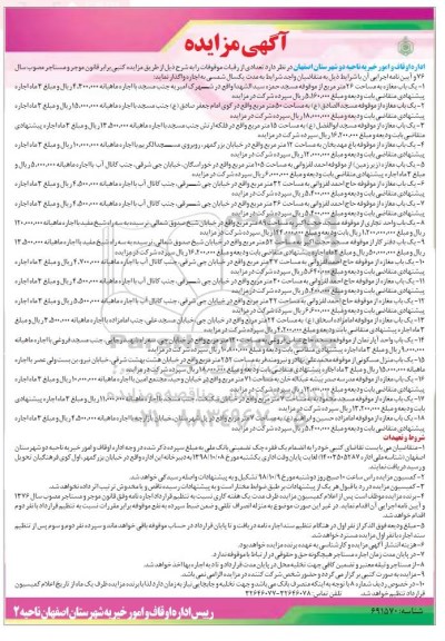 مزایده, مزایده اجاره سایبان، فضای تبلیغاتی و ...