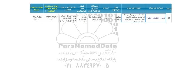 مناقصه ,مناقصه تامین نیروی انسانی 