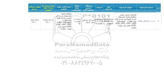 مناقصه,  مناقصه تخلیه ترانشهای ماسه گیر و تثبیت ماسه های روان 