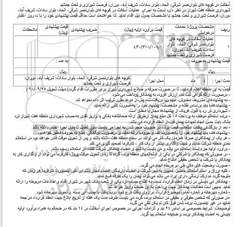 استعلام عملیات آسفالت در کوچه ها