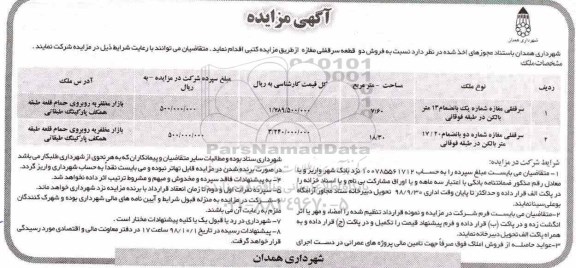 مزایده ،مزایده فروش دو قطعه سرقفلی مغازه 7.60 و 18.30 مترمربع