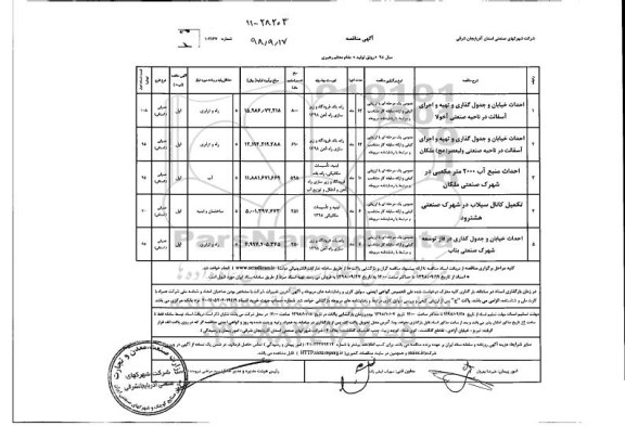 مناقصه , مناقصه احداث خیابان و جدول گذاری و تهیه و اجرای آسفالت در ناحیه صنعتی و...