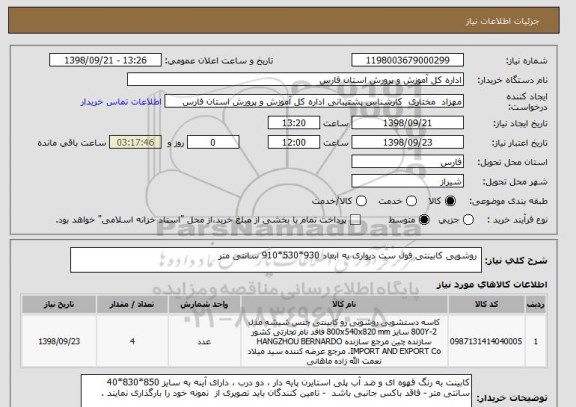 استعلام  روشویی کابینتی فول ست دیواری به ابعاد 930*530*910 سانتی متر 