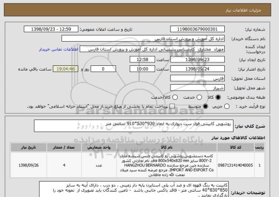 استعلام  روشویی کابینتی فول ست دیواری به ابعاد 930*530*910 سانتی متر 