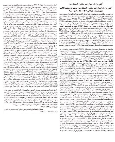 مزایده مزایده مقدار 247.5 سهم مشاع از 5145.66 سهم مشاع یک قطعه باغ 