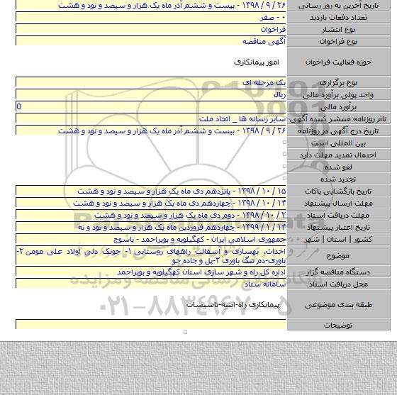 احداث، بهسازی و آسفالت راههای روستایی ۱- جونک دلی اولاد علی مومن ۲-باوری-دم تنگ باوری ۳-پل و جاده جو