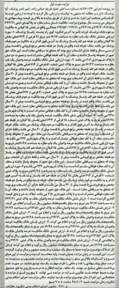 آگهی مزایده مزایده ششدانگ یکباب مغازه 16.16 مترمربع