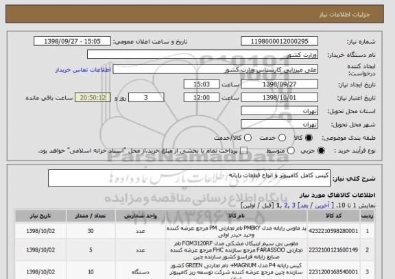 استعلام کیس کامل کامپیوتر و انواع قطعات رایانه