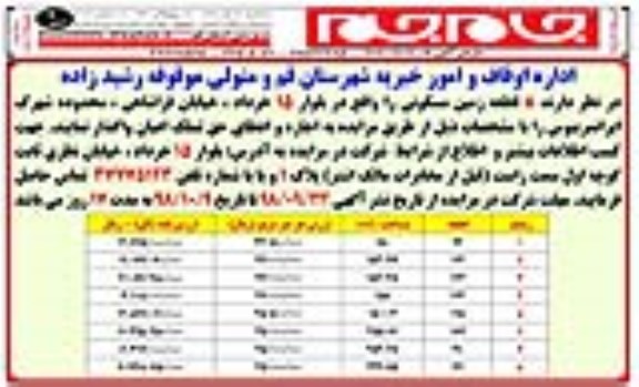 آگهی مزایده مزایده اجاره 8 قطعه زمین مسکونی