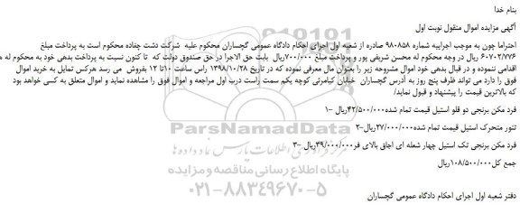 مزایده، مزایده فروش فردمکن برنجی دو قلو استیل و...
