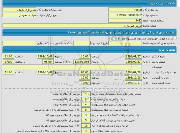 مزایده فروش قیر مازاد 