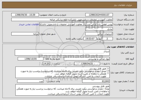 استعلام لبنیات