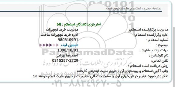 استعلام, استعلام شابلون قیف  