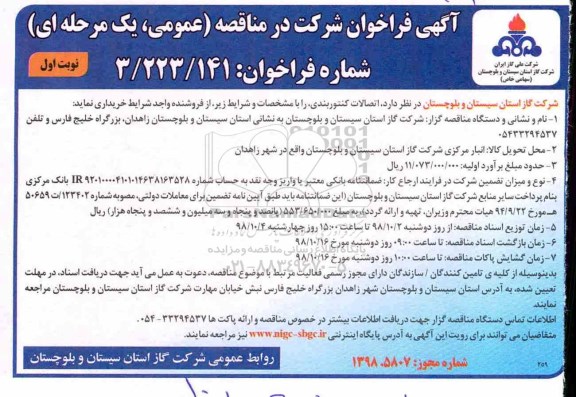 فراخوان مناقصه، مناقصه اتصالات کنتوربندی