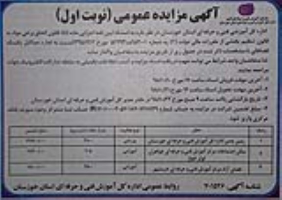 مزایده , مزایده اجاره زمین چمن و...