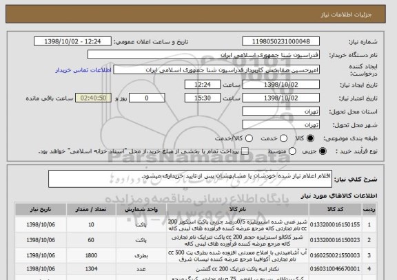 استعلام اقلام اعلام نیاز شده خودشان یا مشابهشان پس از تایید خریداری میشود.