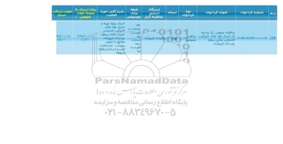 مناقصه, مناقصه اجرای لوله های کاروگیت فاضلابی معابر سطح روستای 