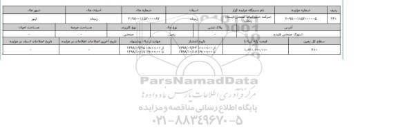 مزایده مزایده زمین صنعتی