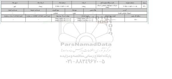 مزایده مزایده زمین صنعتی