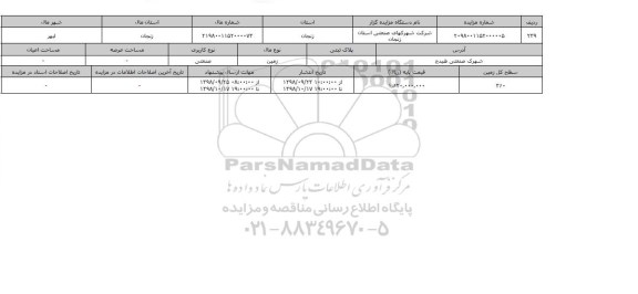 مزایده مزایده زمین صنعتی