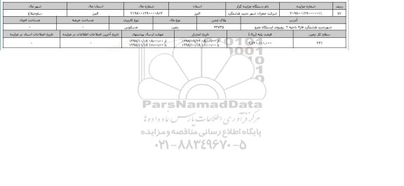 مزایده مزایده زمین مسکونی پلاک ثبتی 42735
