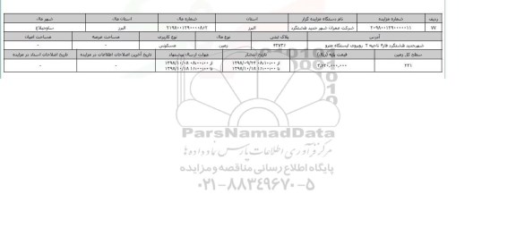 مزایده مزایده زمین مسکونی پلاک ثبتی 42736