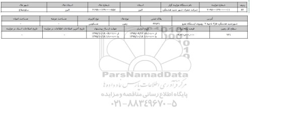 مزایده مزایده زمین مسکونی پلاک ثبتی 42741