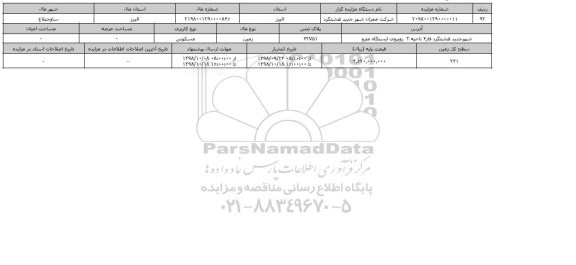 مزایده مزایده زمین مسکونی پلاک ثبتی 42751