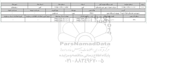 مزایده مزایده زمین مسکونی پلاک ثبتی 42760