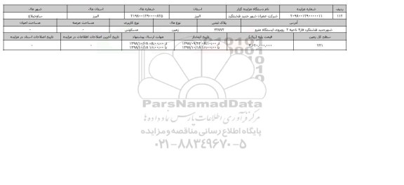 مزایده مزایده زمین مسکونی پلاک ثبتی 42772