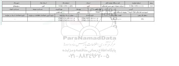 مزایده مزایده زمین مسکونی پلاک ثبتی 42776