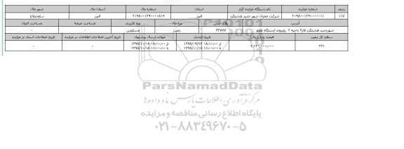 مزایده مزایده زمین مسکونی پلاک ثبتی 42777