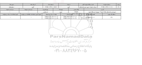 مزایده مزایده زمین مسکونی پلاک ثبتی 42779