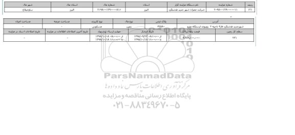 مزایده مزایده زمین مسکونی پلاک ثبتی 42780