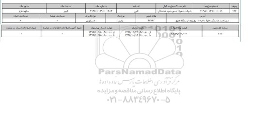مزایده مزایده زمین مسکونی پلاک ثبتی 42783